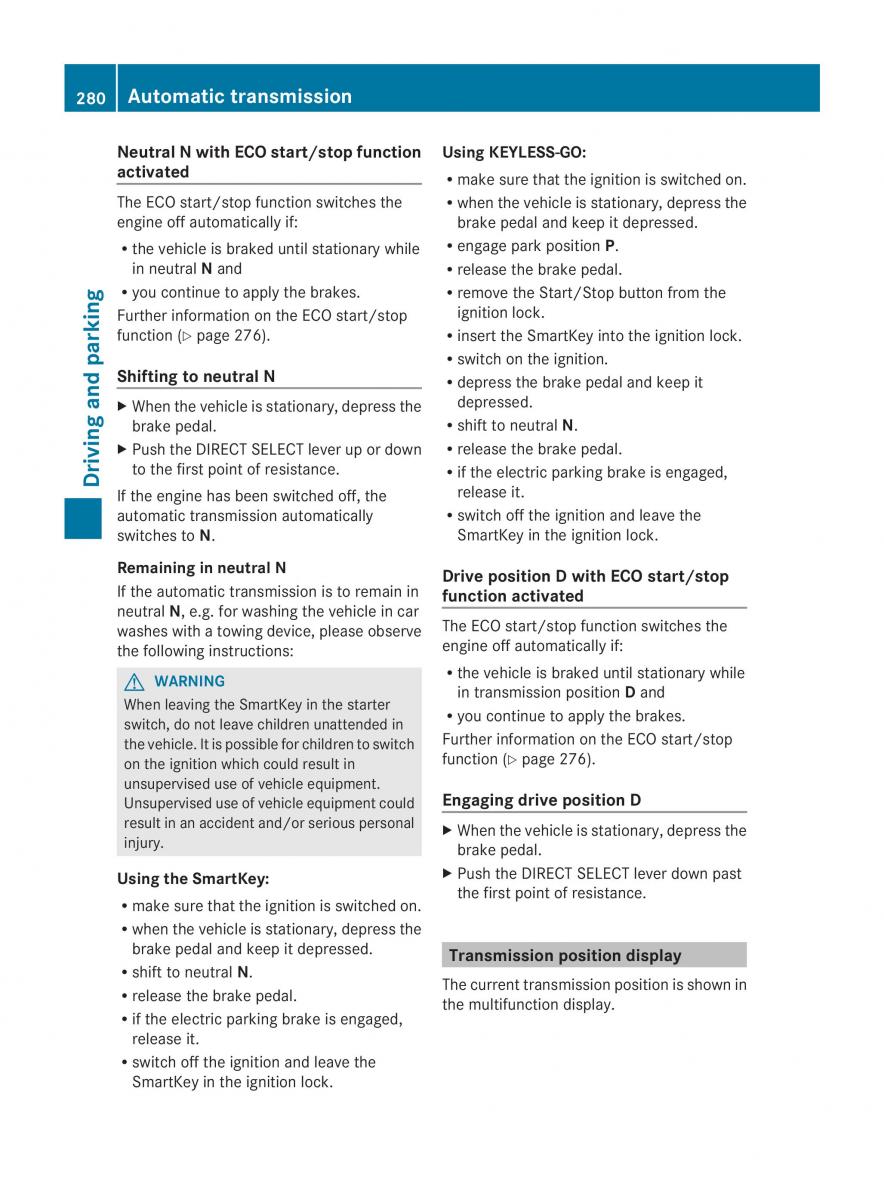 Mercedes Benz CL C216 2014 owners manual / page 282