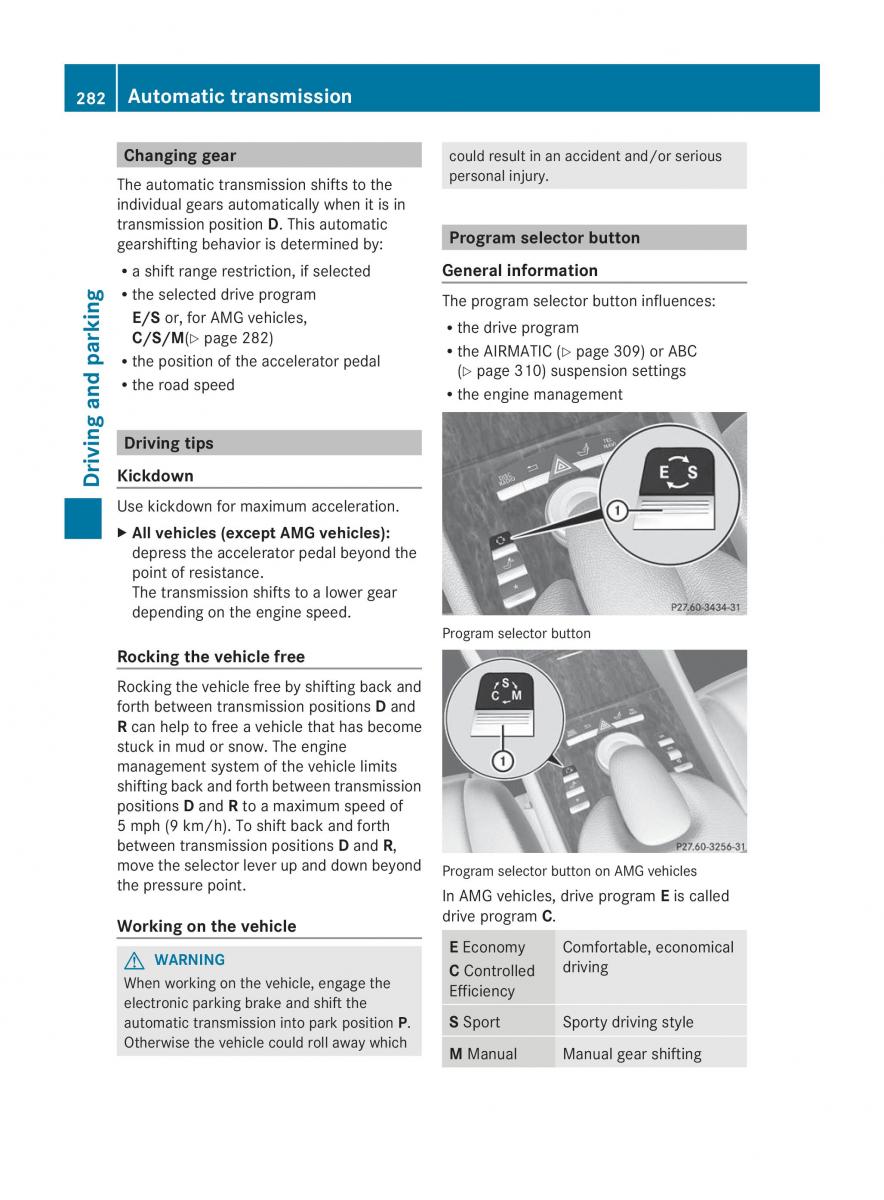 Mercedes Benz CL C216 2014 owners manual / page 284