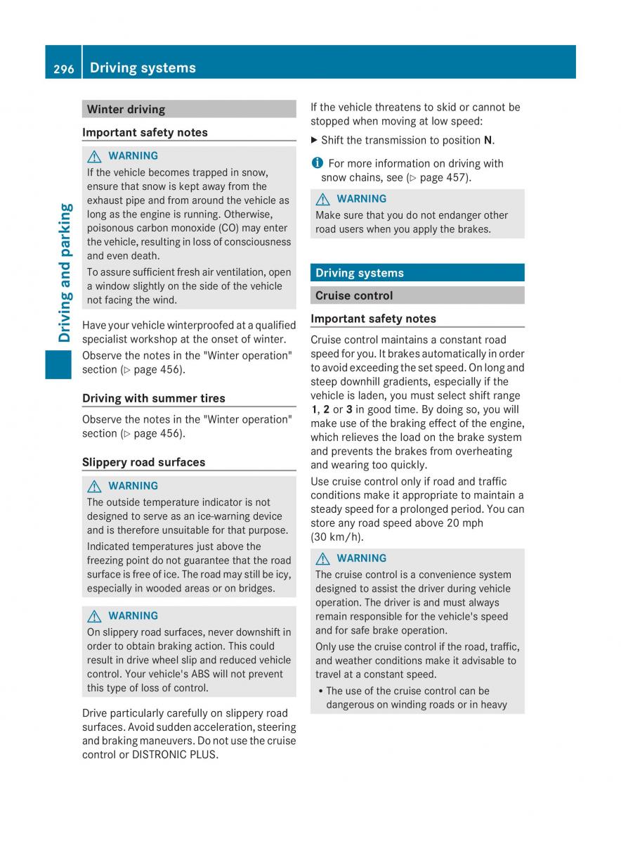 Mercedes Benz CL C216 2014 owners manual / page 298