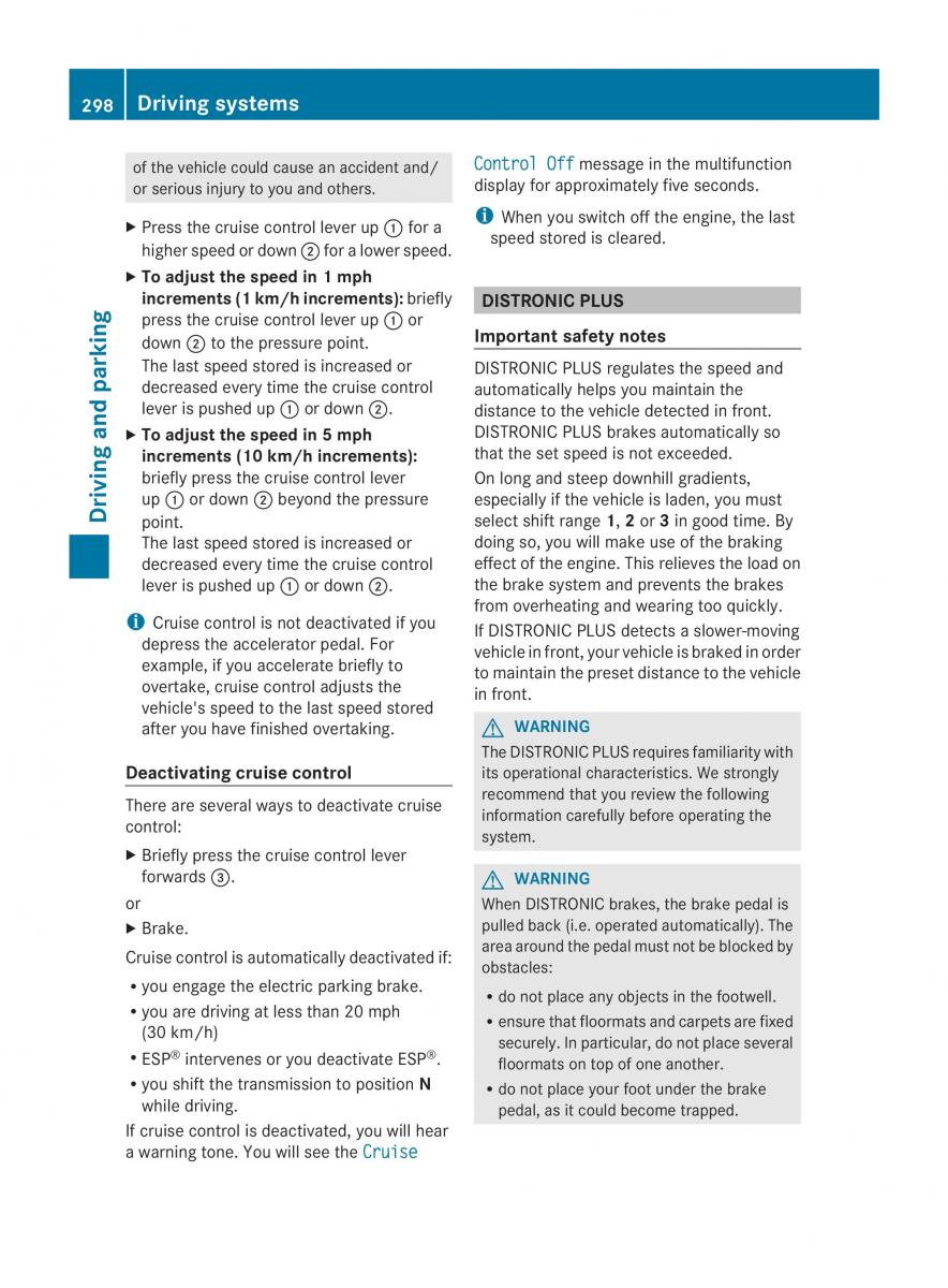 Mercedes Benz CL C216 2014 owners manual / page 300