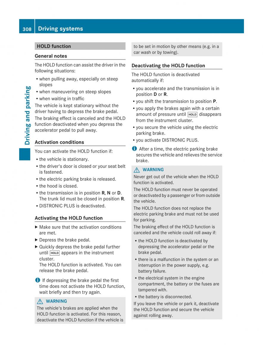 Mercedes Benz CL C216 2014 owners manual / page 310