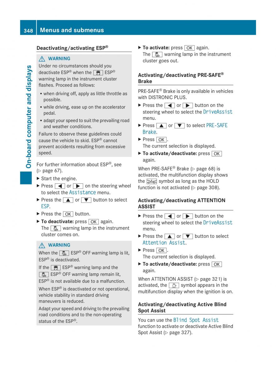 Mercedes Benz CL C216 2014 owners manual / page 350