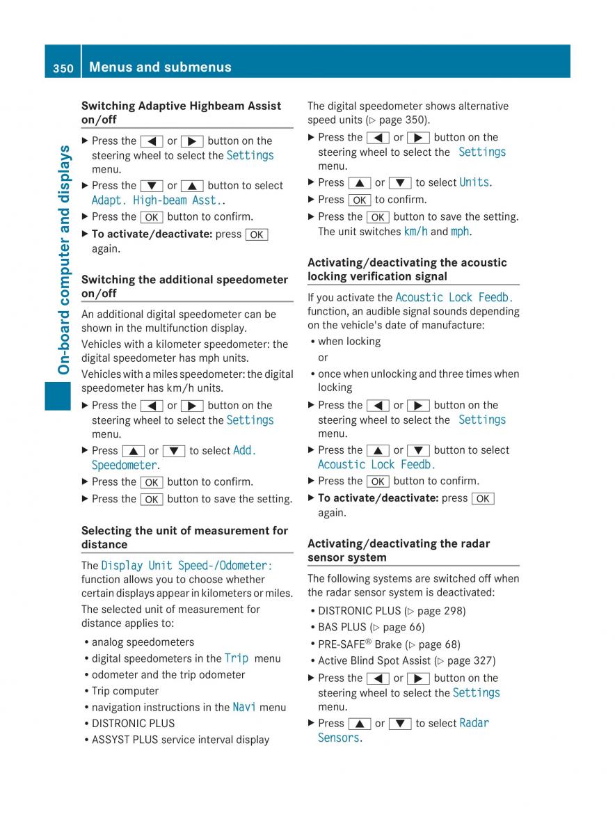 Mercedes Benz CL C216 2014 owners manual / page 352