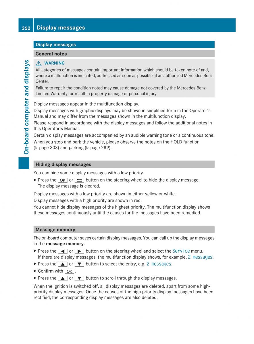 Mercedes Benz CL C216 2014 owners manual / page 354