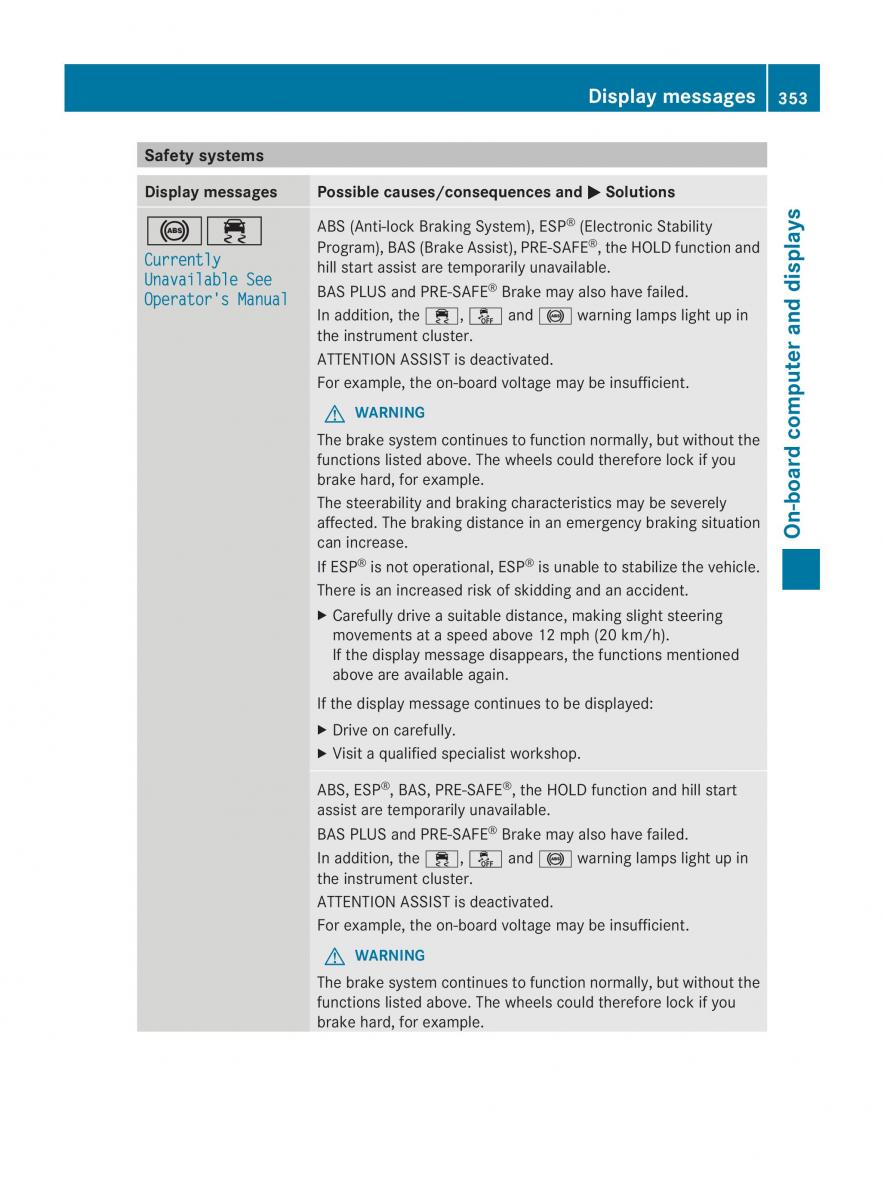 Mercedes Benz CL C216 2014 owners manual / page 355