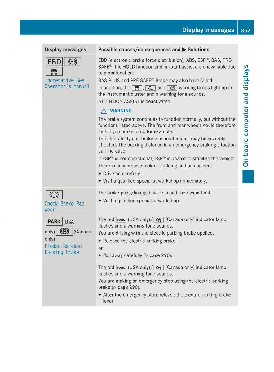 Mercedes Benz CL C216 2014 owners manual / page 359