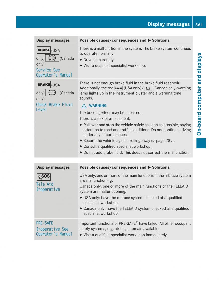 Mercedes Benz CL C216 2014 owners manual / page 363