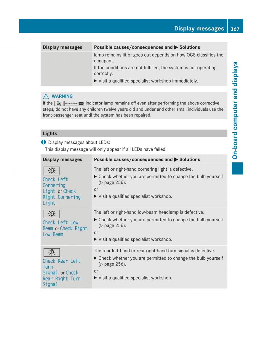 Mercedes Benz CL C216 2014 owners manual / page 369