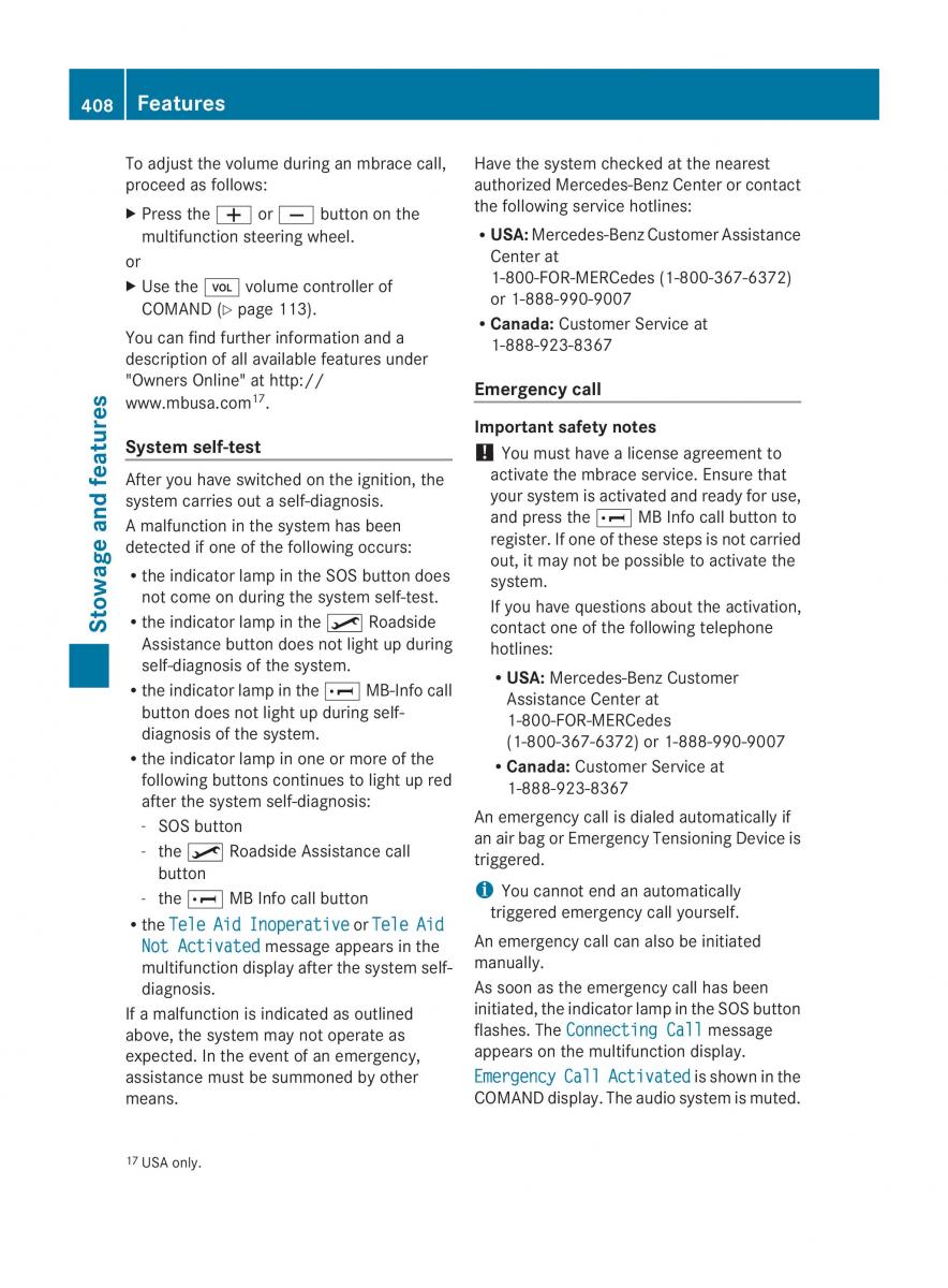 Mercedes Benz CL C216 2014 owners manual / page 410