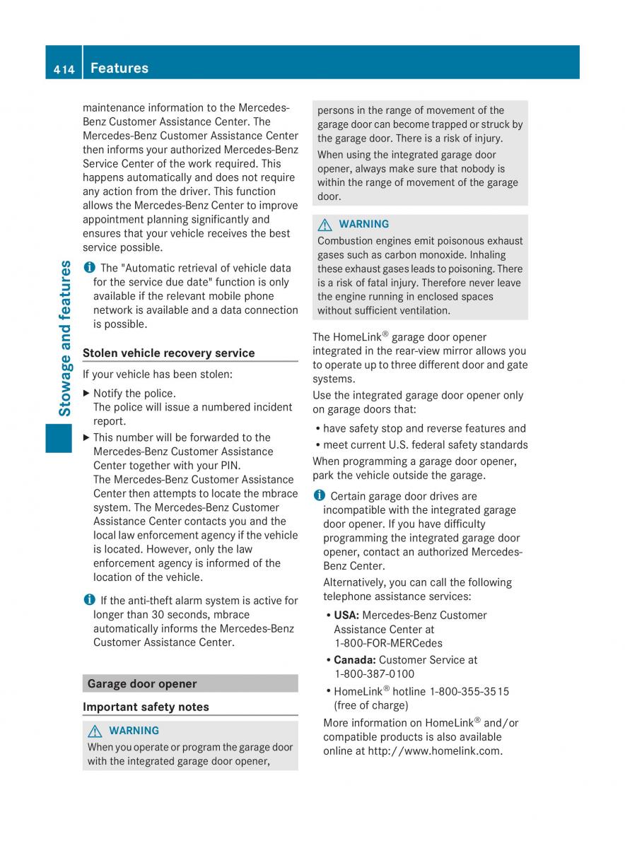 Mercedes Benz CL C216 2014 owners manual / page 416