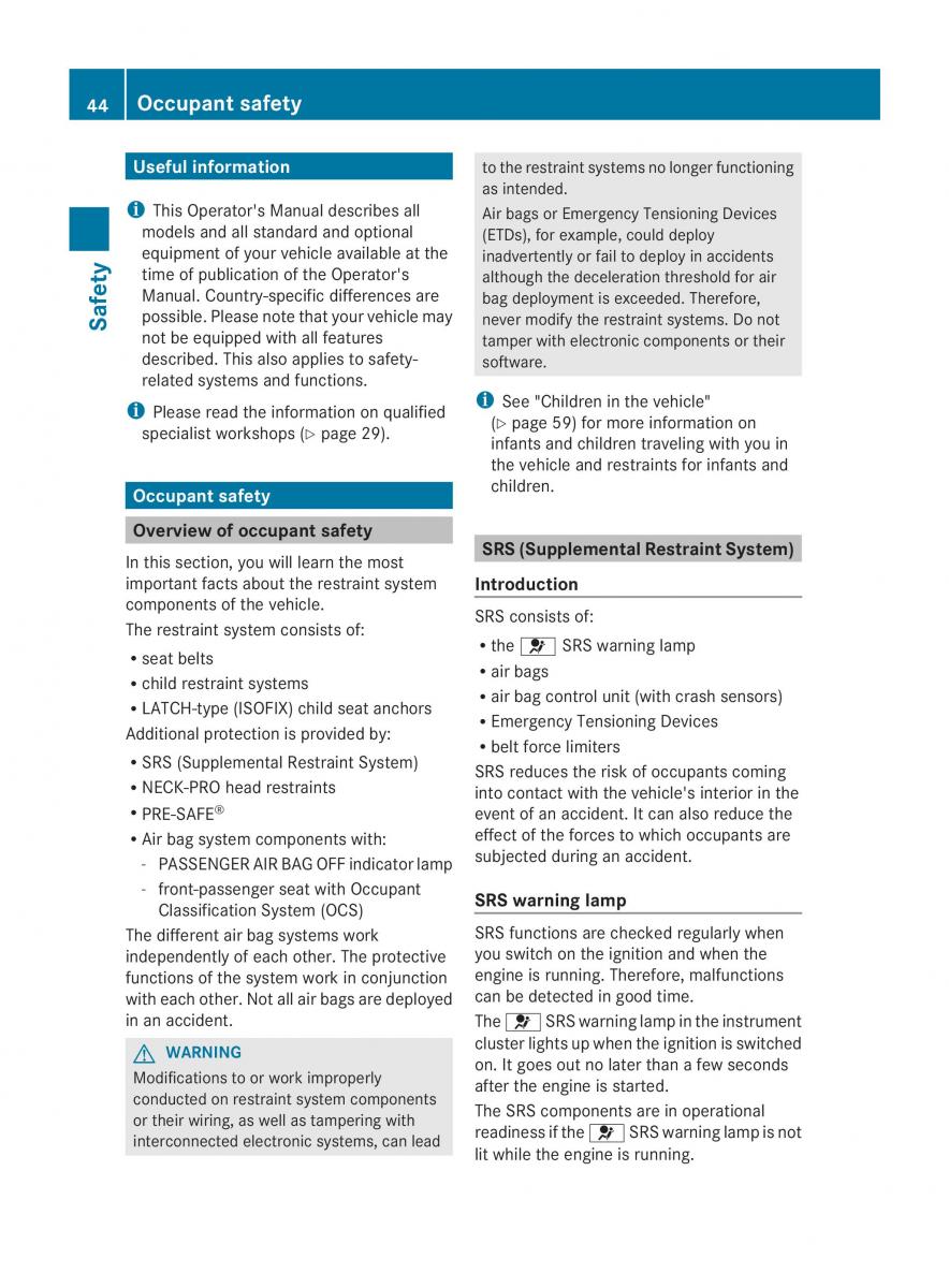 Mercedes Benz CL C216 2014 owners manual / page 46