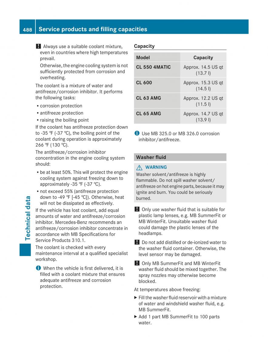 Mercedes Benz CL C216 2014 owners manual / page 490