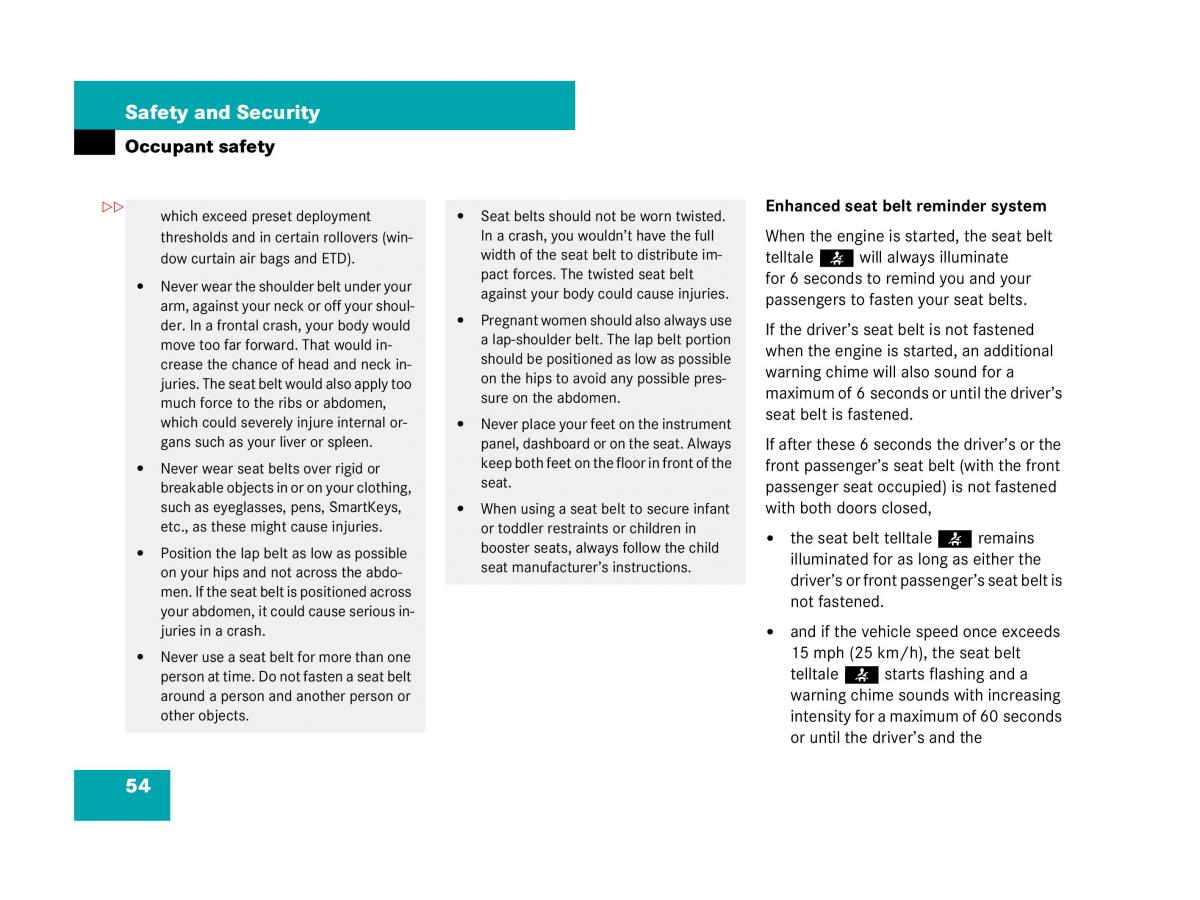 Mercedes Benz CL C216 owners manual / page 55