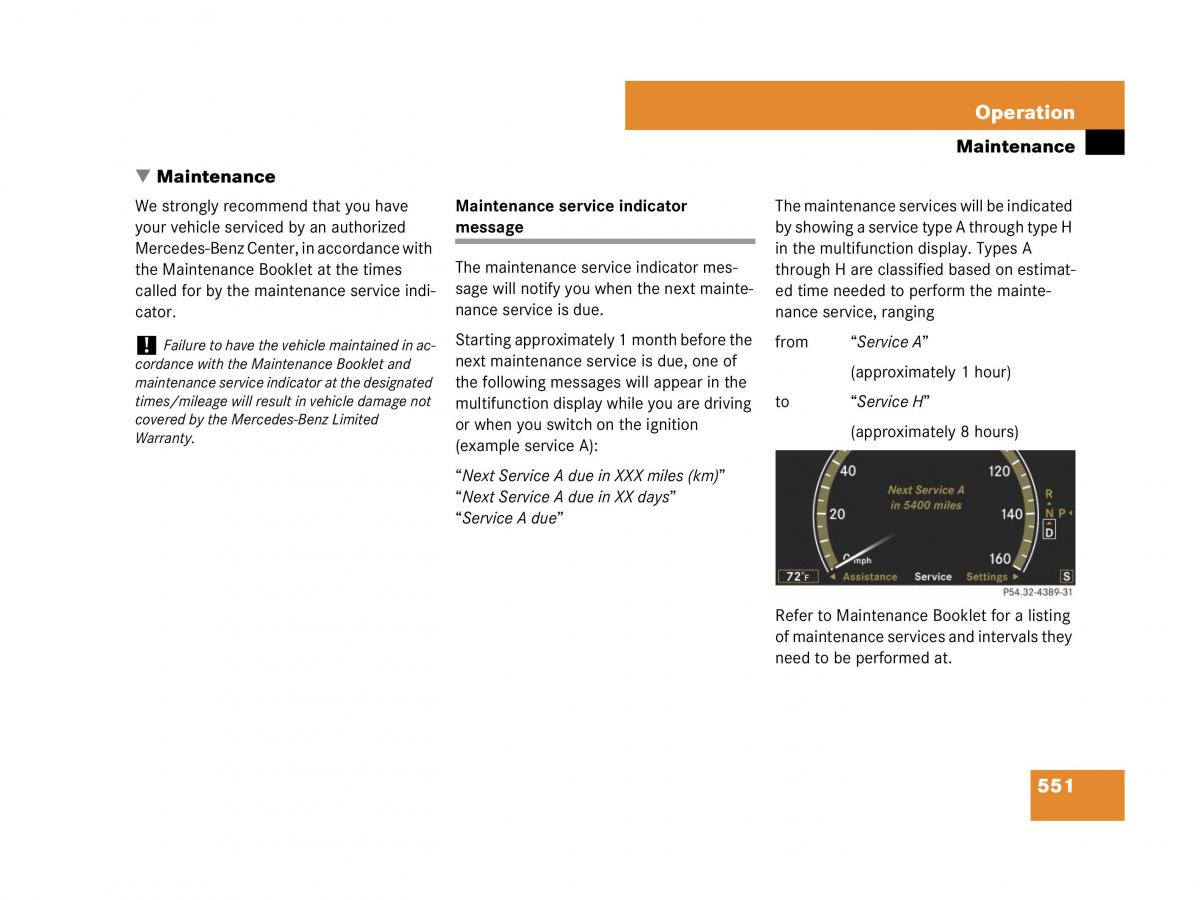 Mercedes Benz CL C216 owners manual / page 554