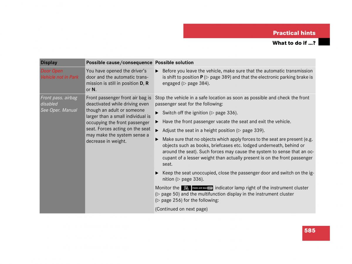 Mercedes Benz CL C216 owners manual / page 588