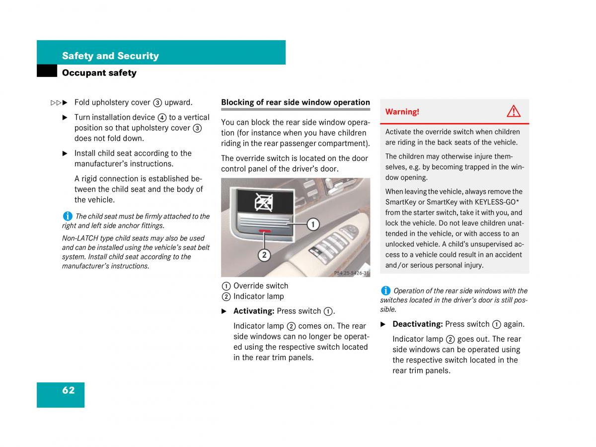 Mercedes Benz CL C216 owners manual / page 63