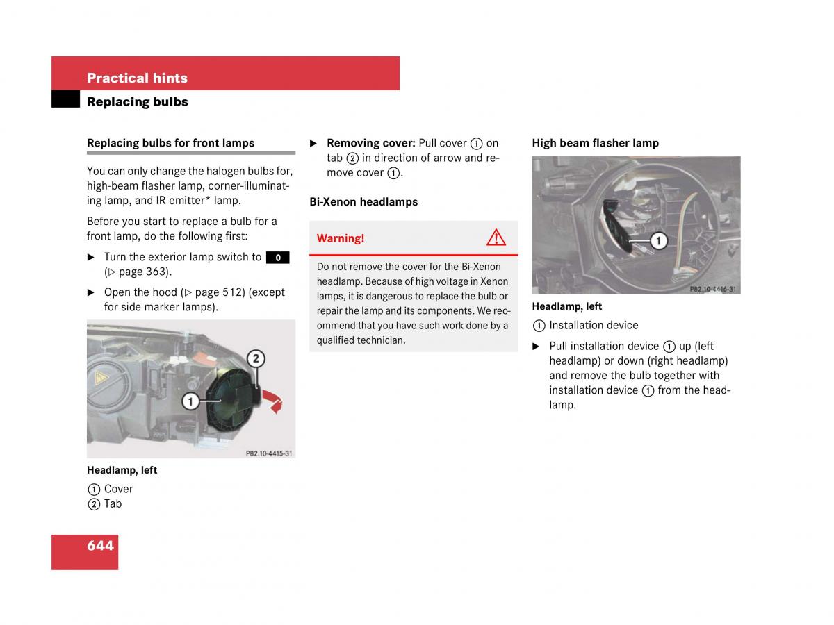 Mercedes Benz CL C216 owners manual / page 647