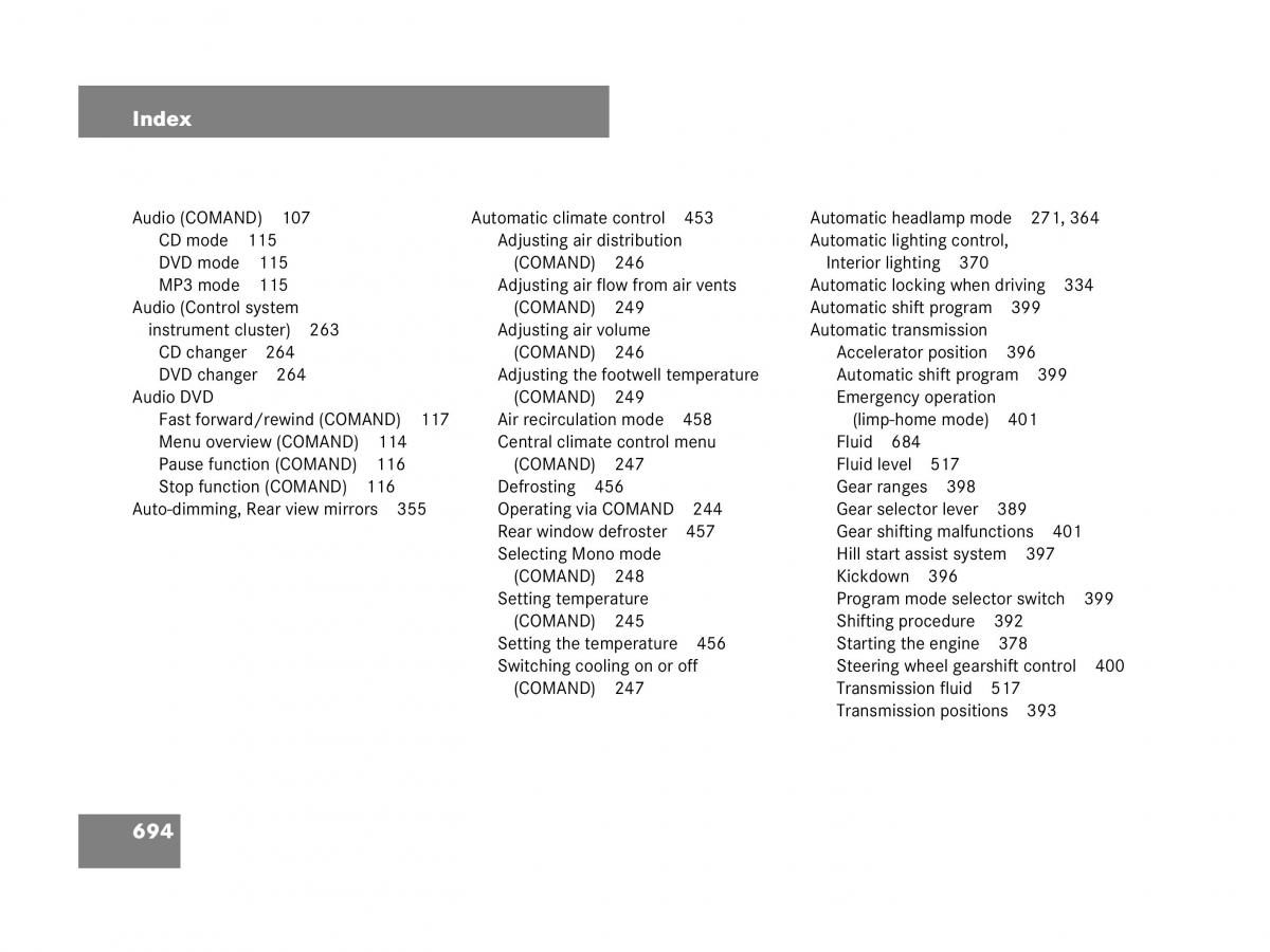 Mercedes Benz CL C216 owners manual / page 697