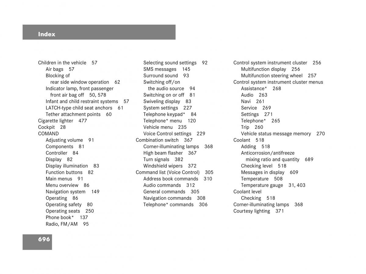 Mercedes Benz CL C216 owners manual / page 699