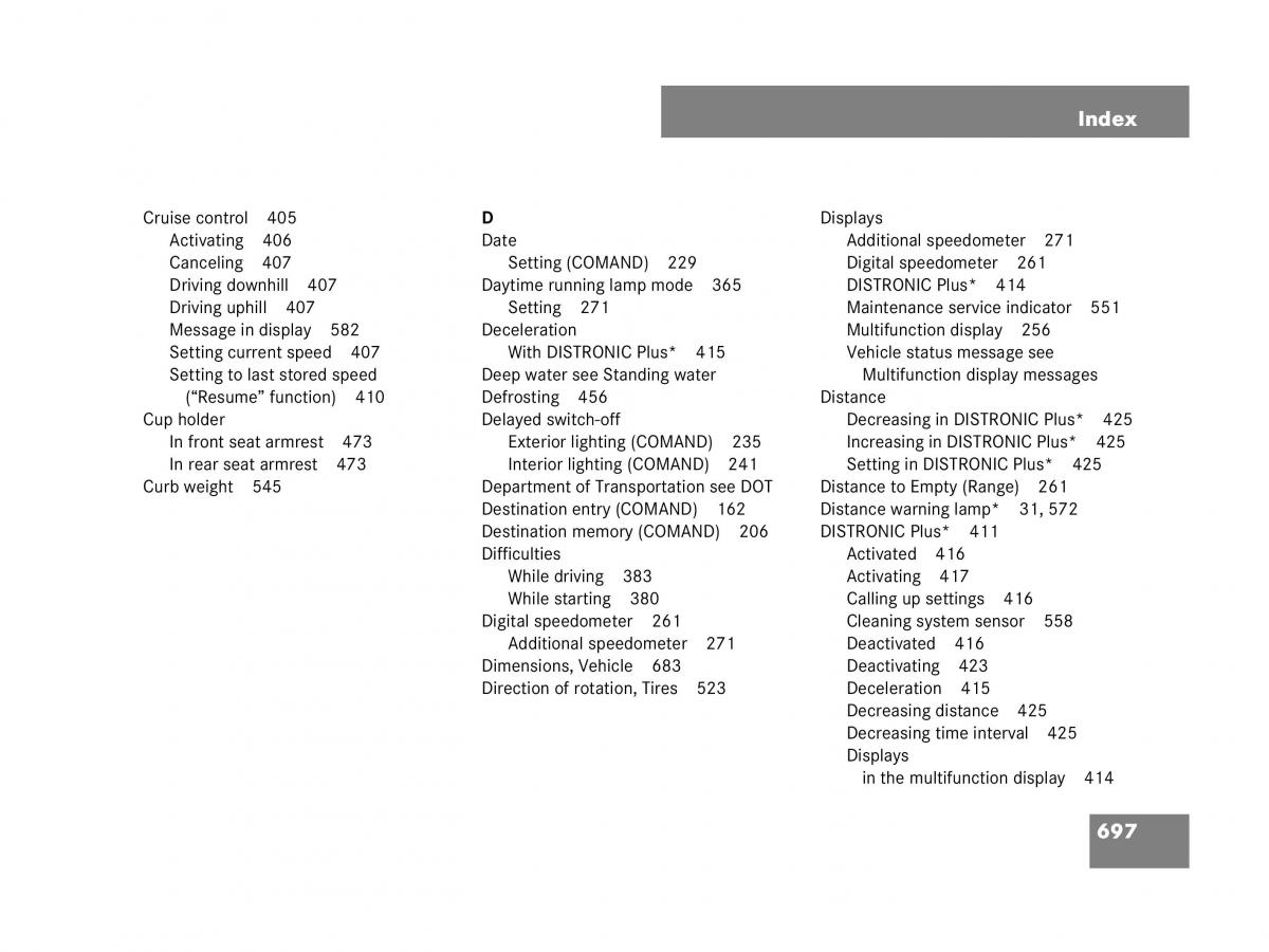 Mercedes Benz CL C216 owners manual / page 700