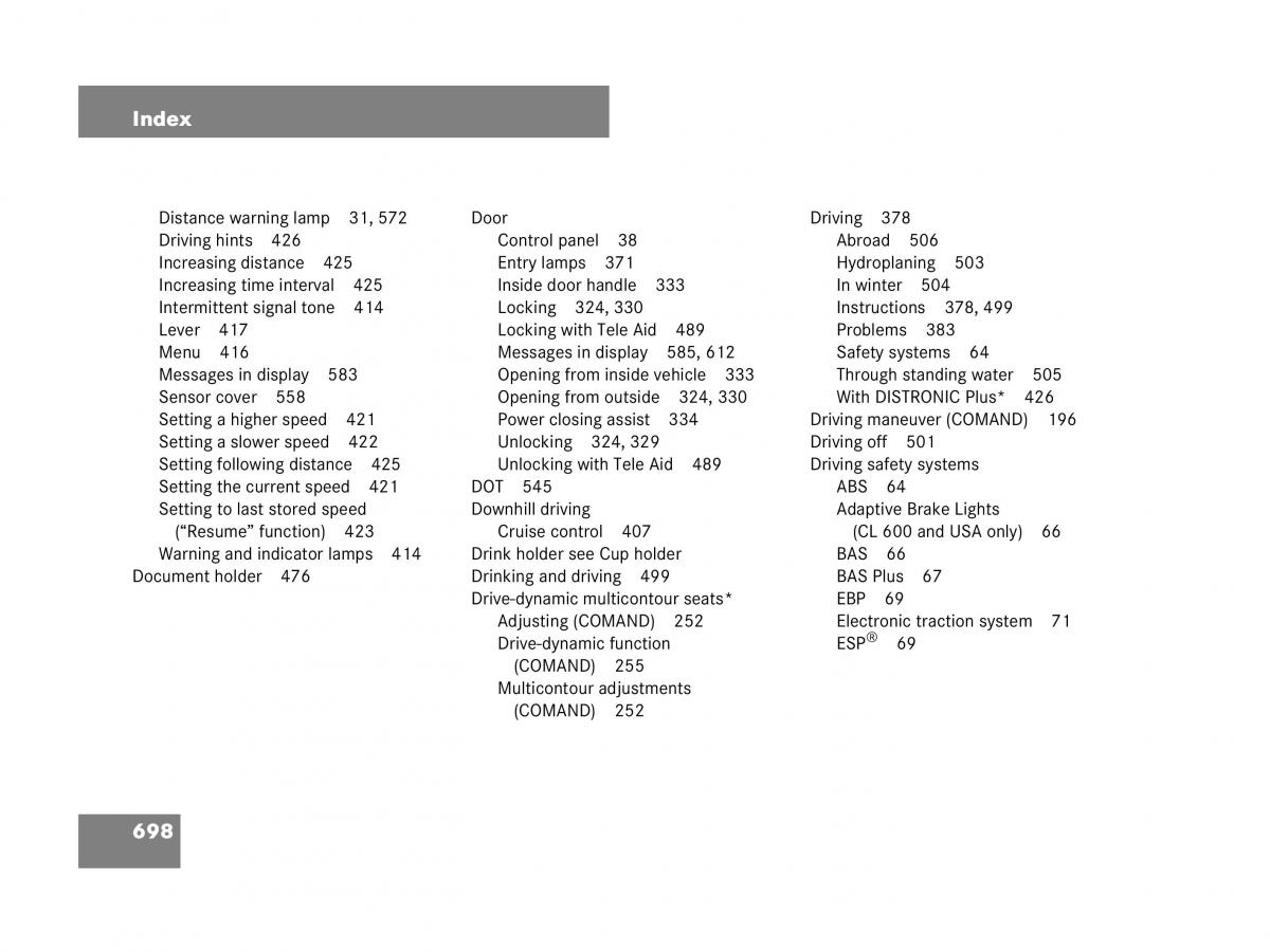 Mercedes Benz CL C216 owners manual / page 701