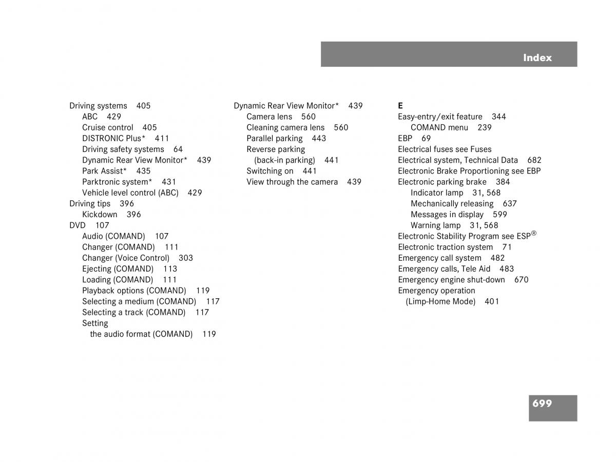 Mercedes Benz CL C216 owners manual / page 702