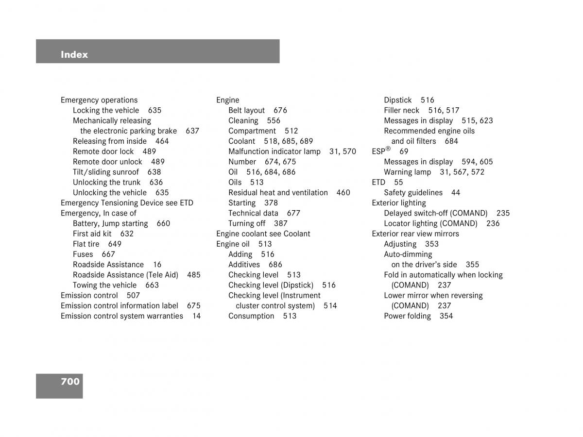 Mercedes Benz CL C216 owners manual / page 703