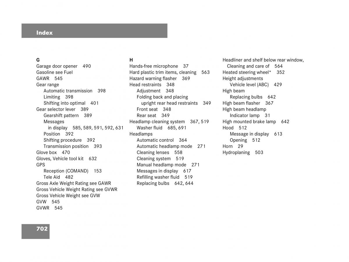 Mercedes Benz CL C216 owners manual / page 705