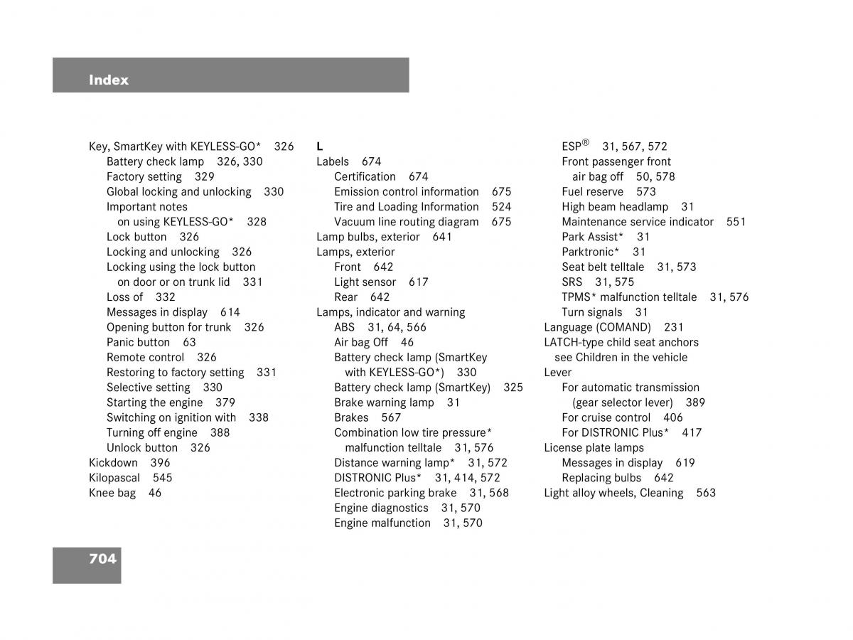 Mercedes Benz CL C216 owners manual / page 707