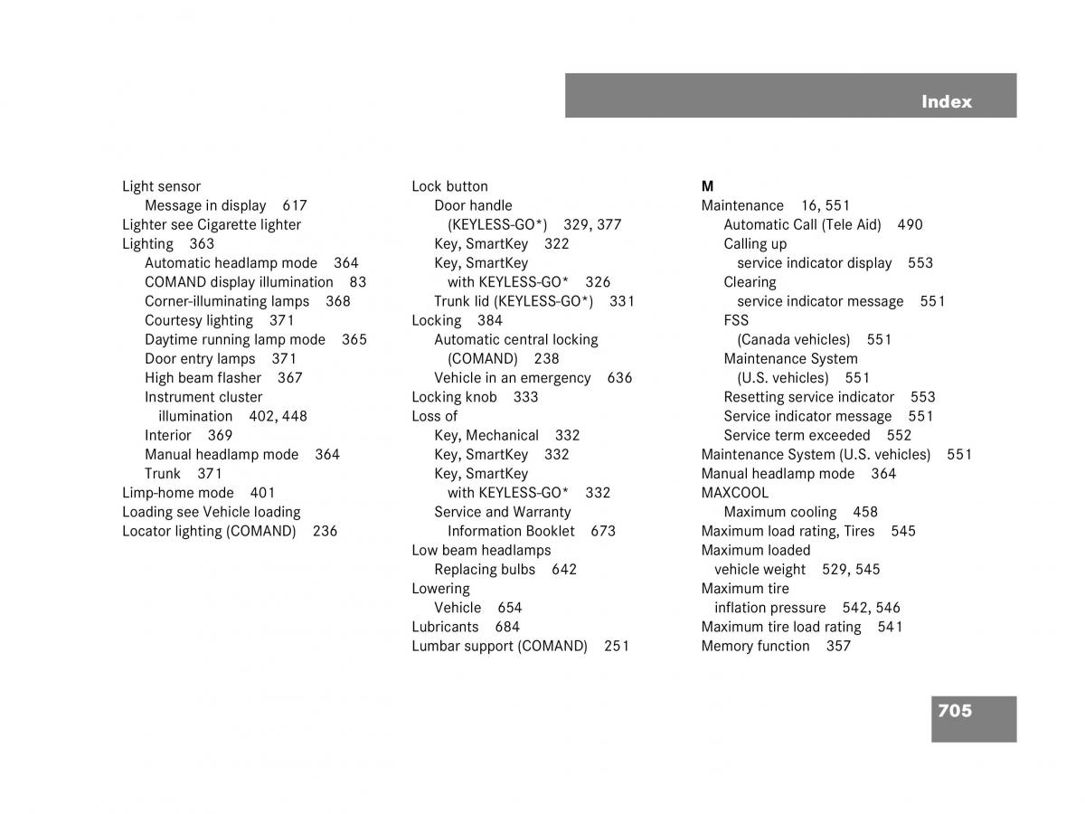 Mercedes Benz CL C216 owners manual / page 708