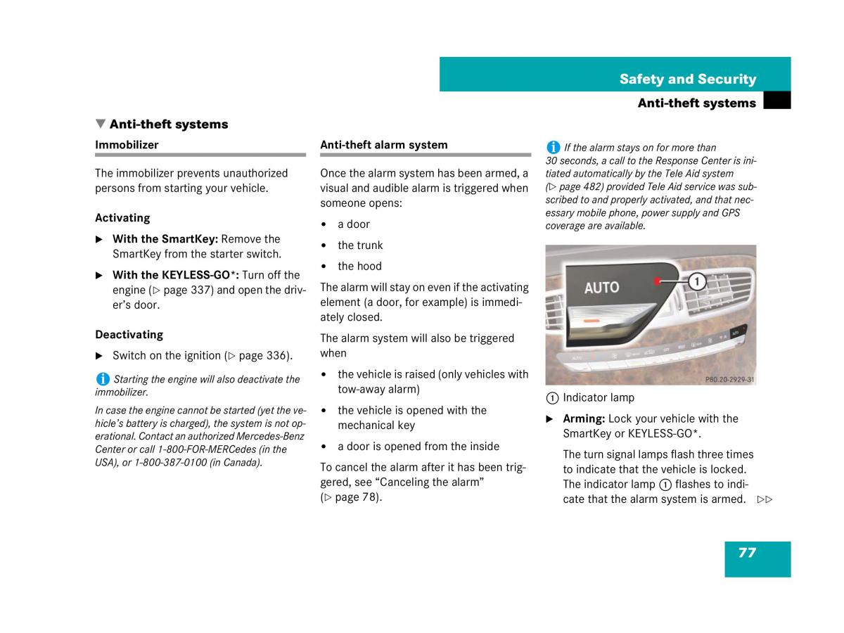 Mercedes Benz CL C216 owners manual / page 78