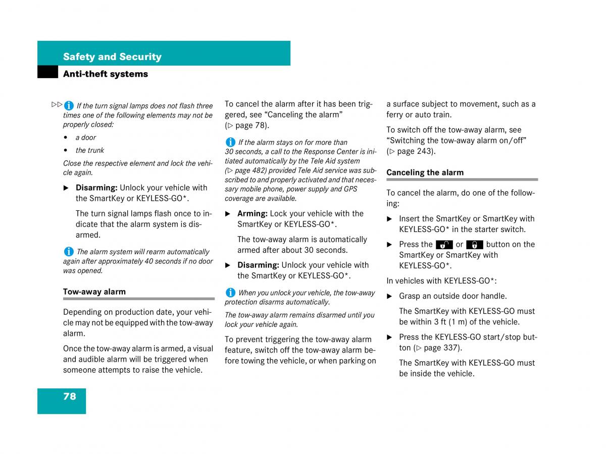 Mercedes Benz CL C216 owners manual / page 79