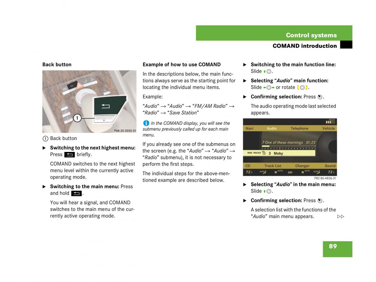 Mercedes Benz CL C216 owners manual / page 90