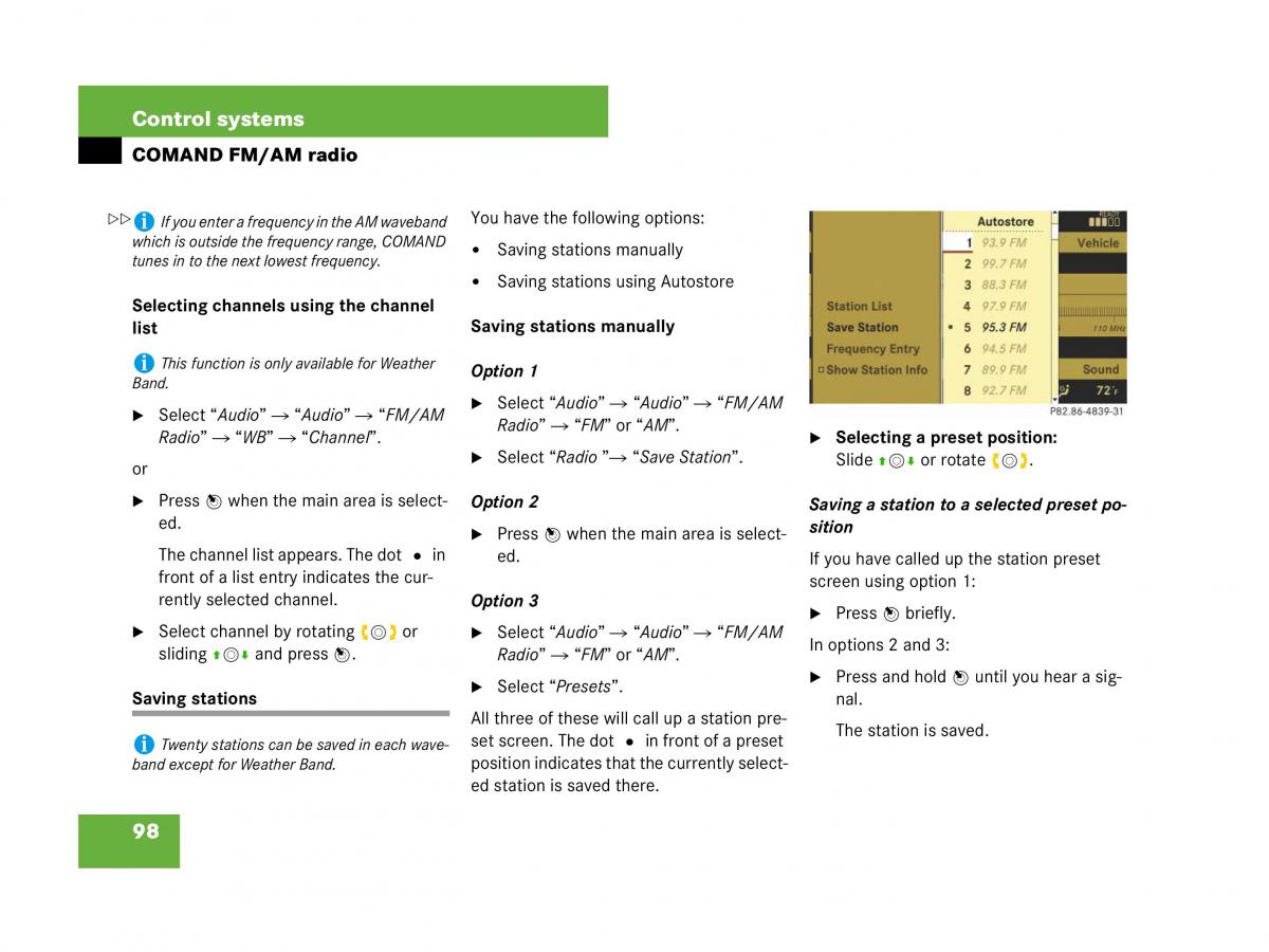 Mercedes Benz CL C216 owners manual / page 99