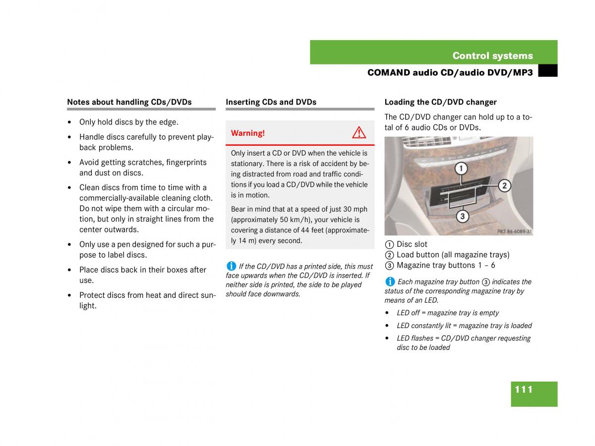 Mercedes Benz CL C216 owners manual / page 112