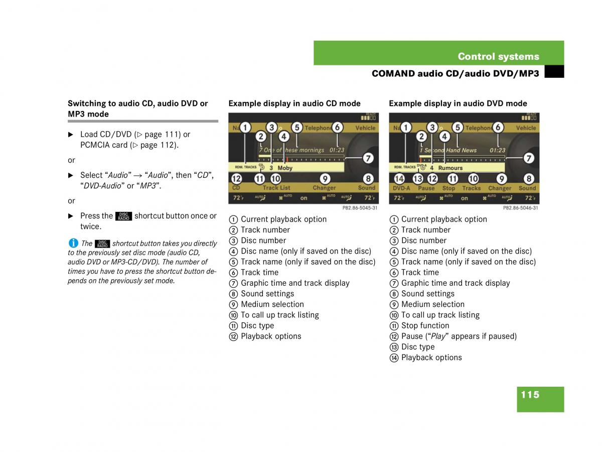 Mercedes Benz CL C216 owners manual / page 116