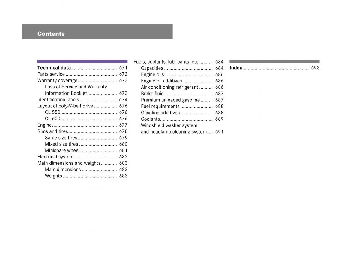 Mercedes Benz CL C216 owners manual / page 13