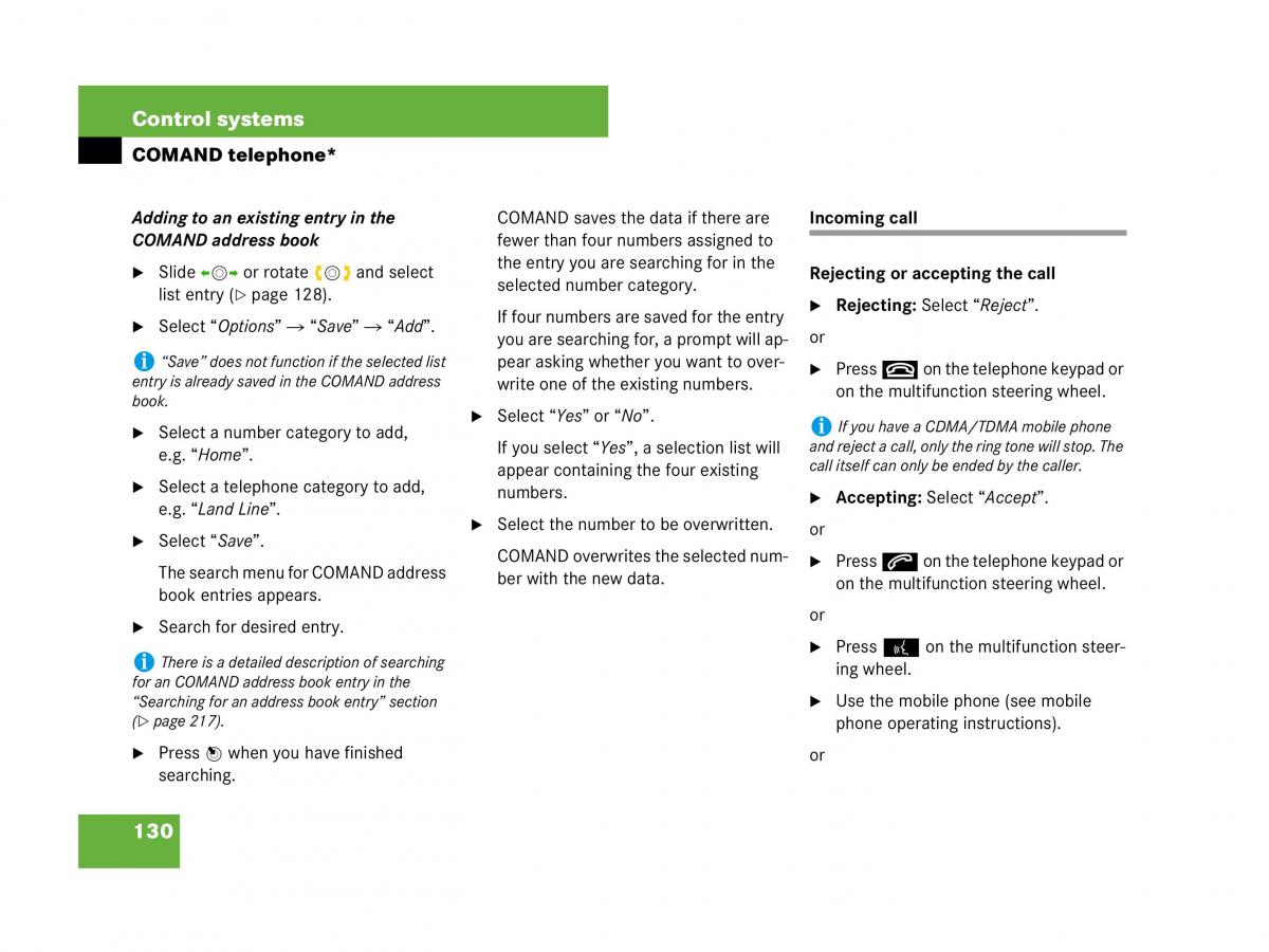 Mercedes Benz CL C216 owners manual / page 131