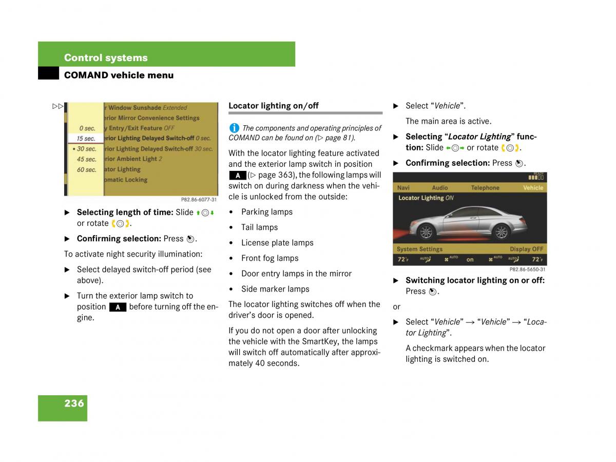 Mercedes Benz CL C216 owners manual / page 237