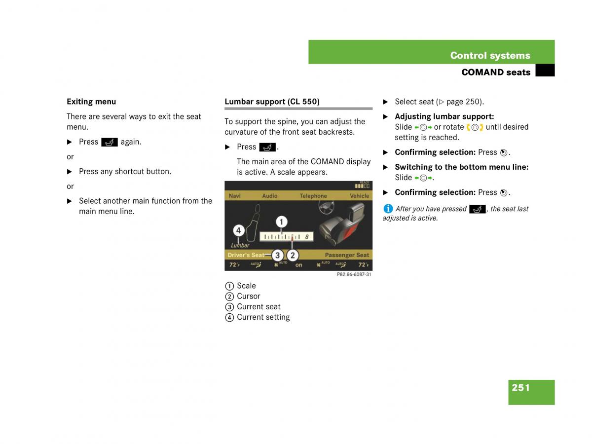 Mercedes Benz CL C216 owners manual / page 252