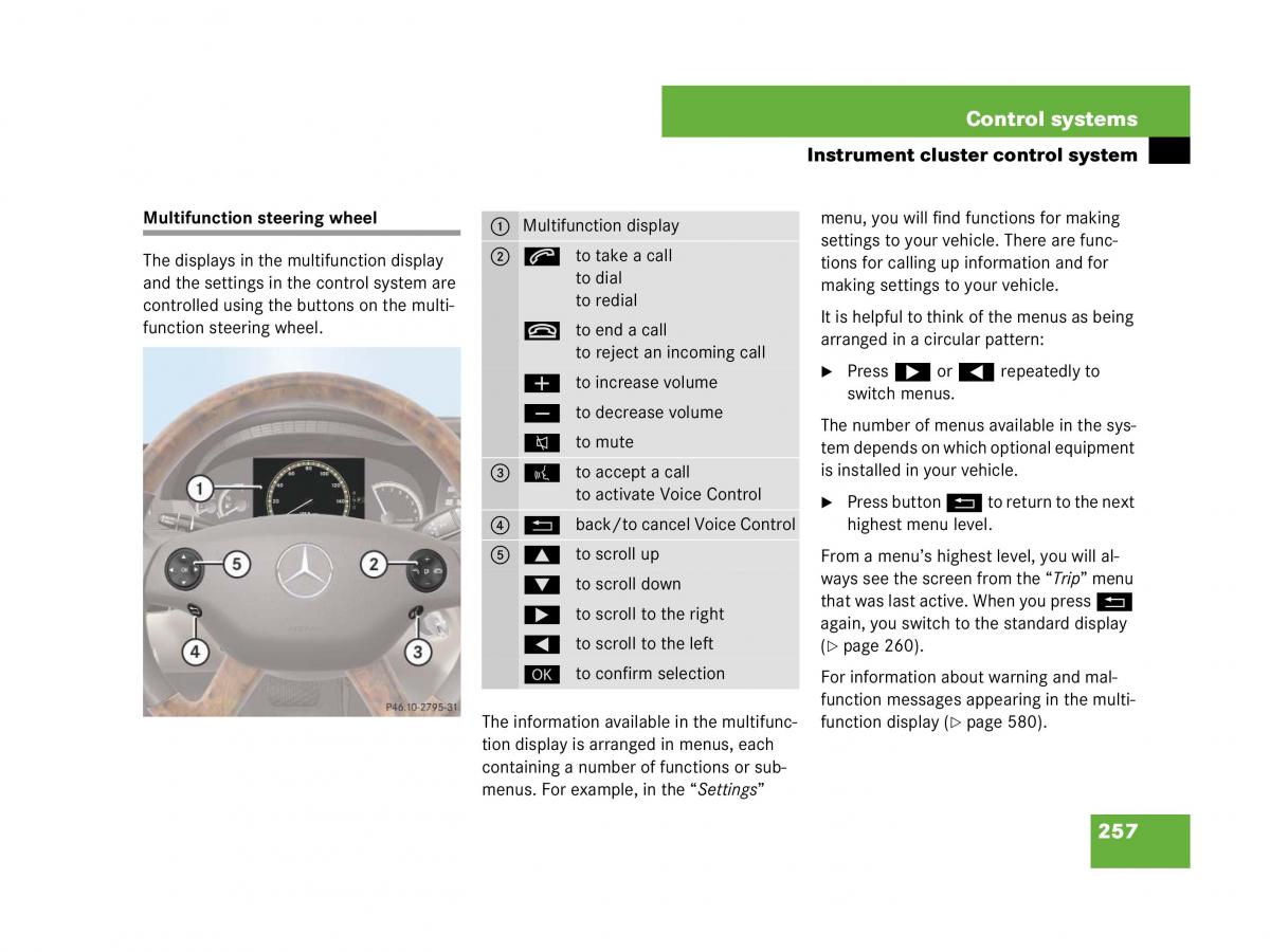 Mercedes Benz CL C216 owners manual / page 258