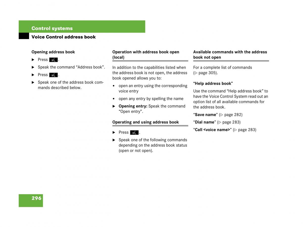 Mercedes Benz CL C216 owners manual / page 297