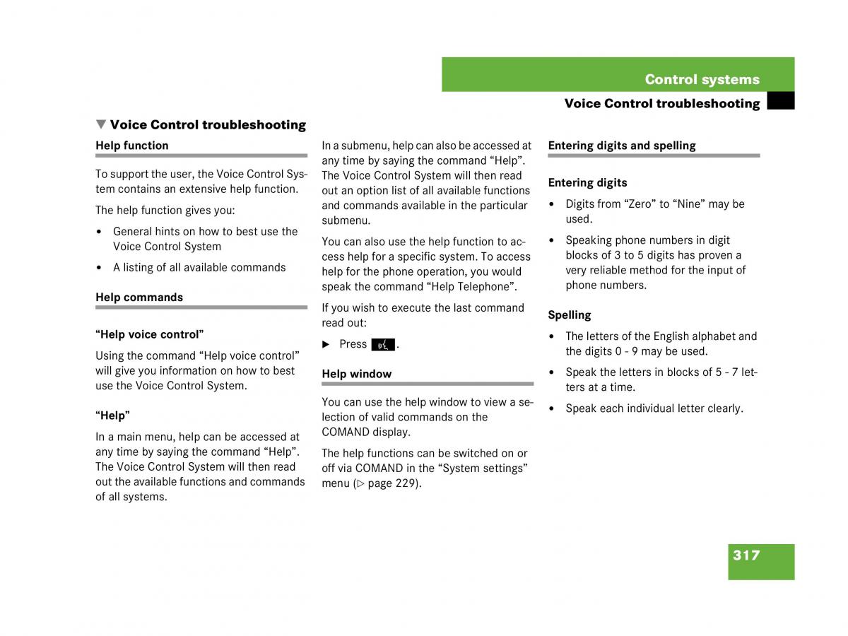 Mercedes Benz CL C216 owners manual / page 318