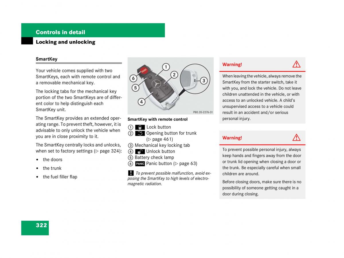 Mercedes Benz CL C216 owners manual / page 323