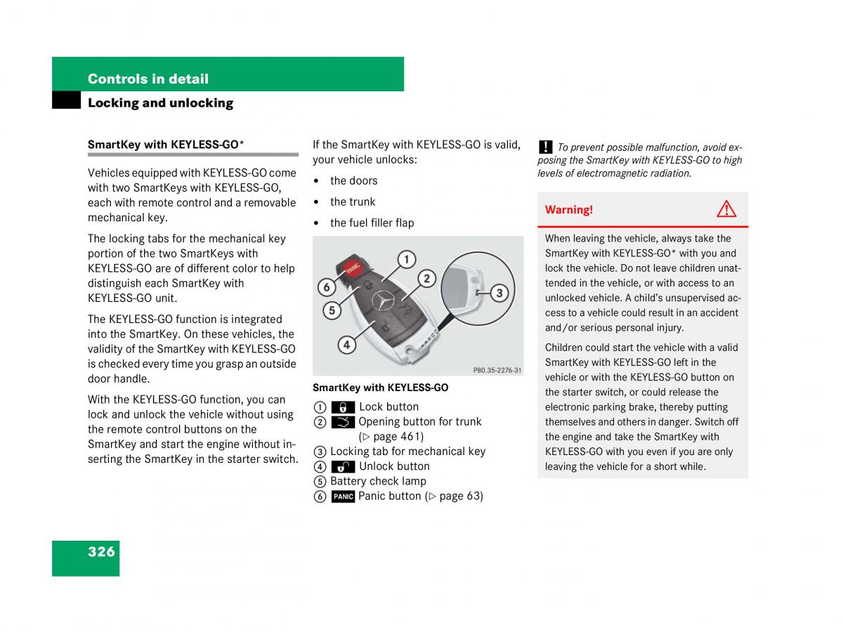 Mercedes Benz CL C216 owners manual / page 327