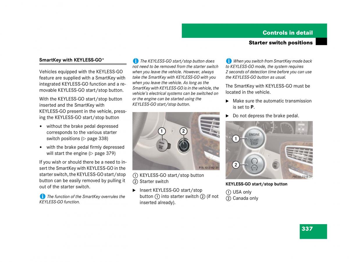 Mercedes Benz CL C216 owners manual / page 338