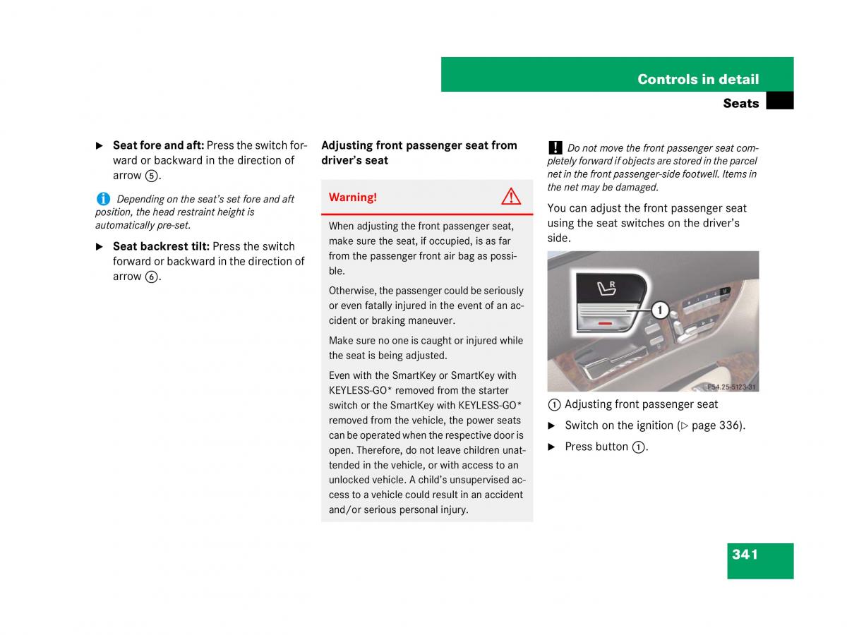 Mercedes Benz CL C216 owners manual / page 342