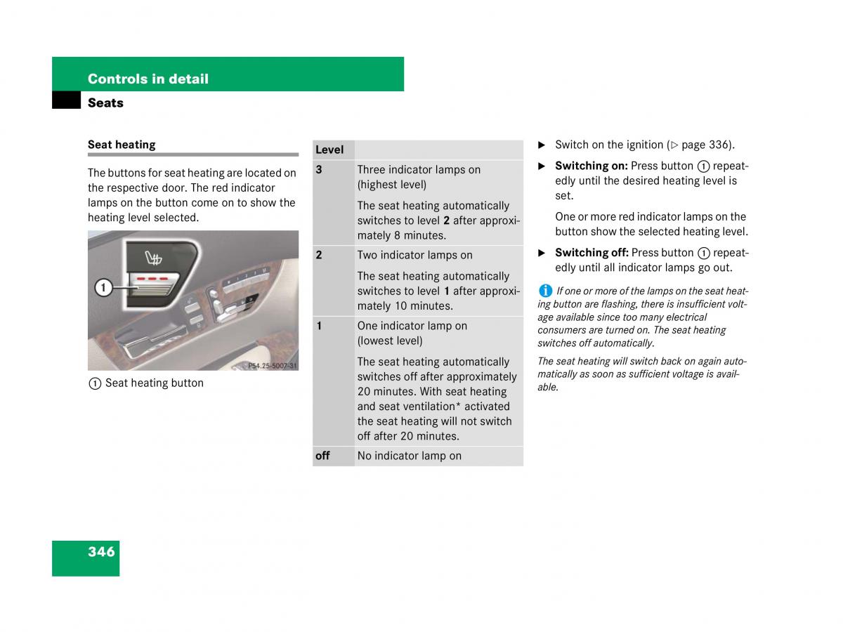 Mercedes Benz CL C216 owners manual / page 347