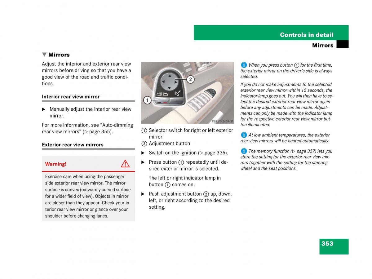 Mercedes Benz CL C216 owners manual / page 354