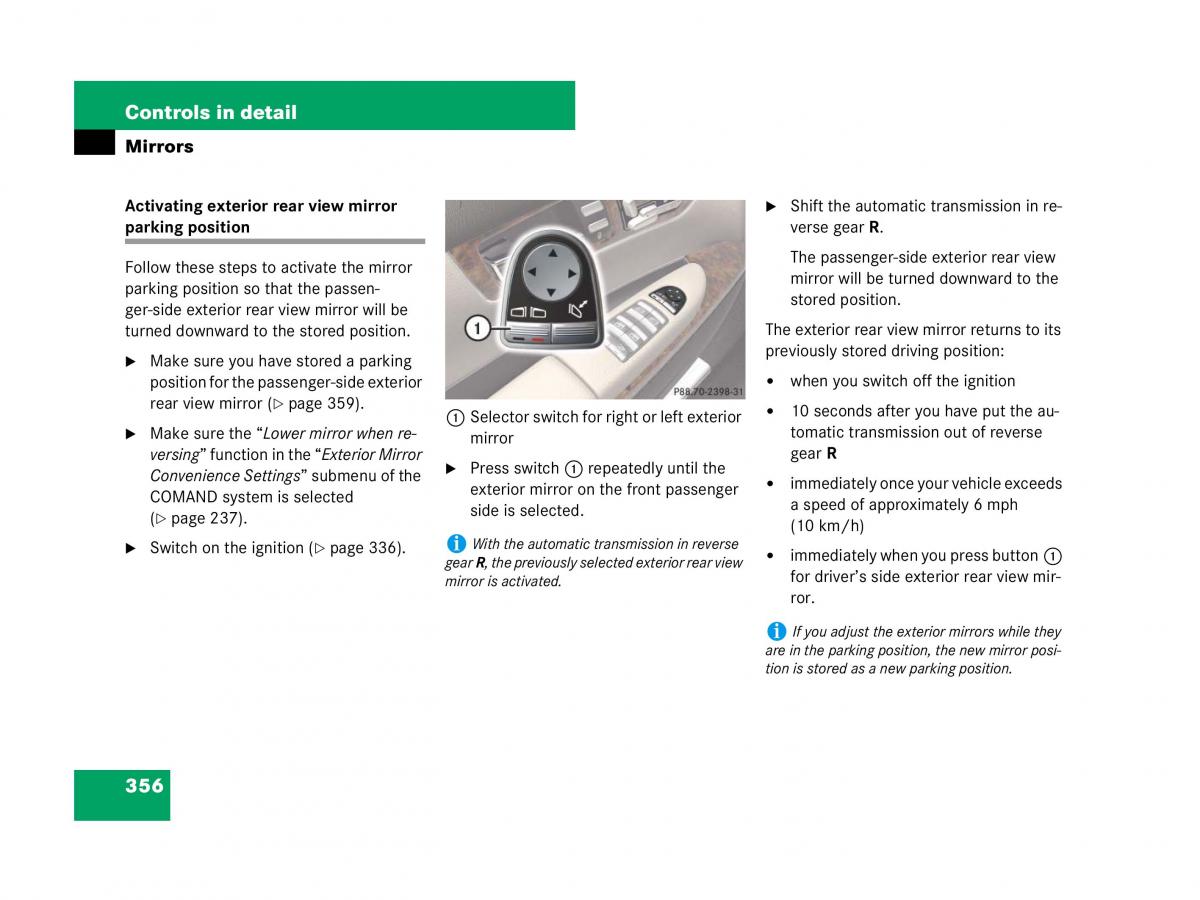 Mercedes Benz CL C216 owners manual / page 357